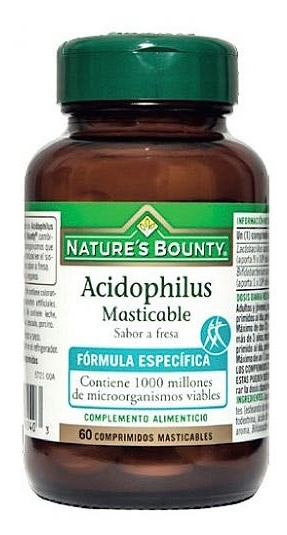 Nature's Bounty Acidophilus Masticable Sabor a Fresa 60 Comprimidos