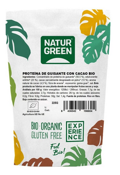 NaturGreen Proteína Guisante Cacao Bio 225 gr