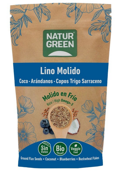 NaturGreen Semillas de Lino, Trigo Sarraceno, Coco y Blueberry Bio 225 gr