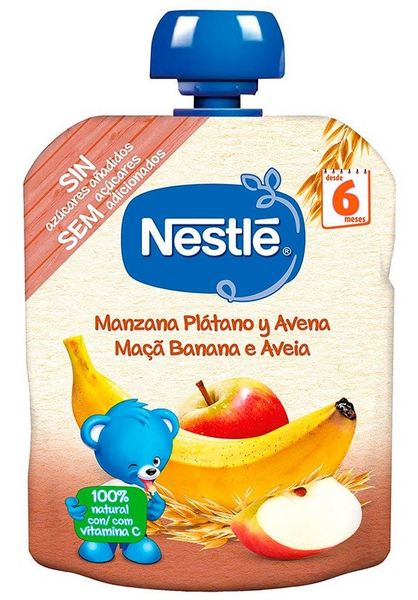 Naturnes Bolsa de Fruta Nestlé Manzana, Plátano y Avena 90 gr
