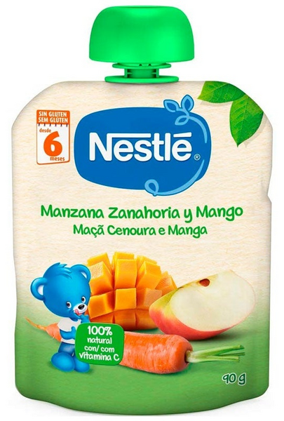 Naturnes Bolsa de Fruta Nestlé Manzana, Zanahoria y Mango 90 gr