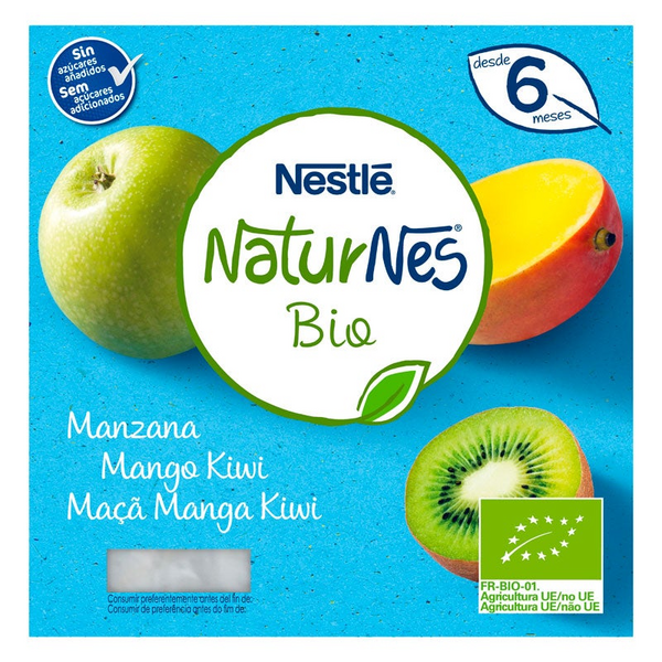 Naturnes Nestlé BIO Puré Manzana/Mango/Kiwi +6m 4 x 90gr