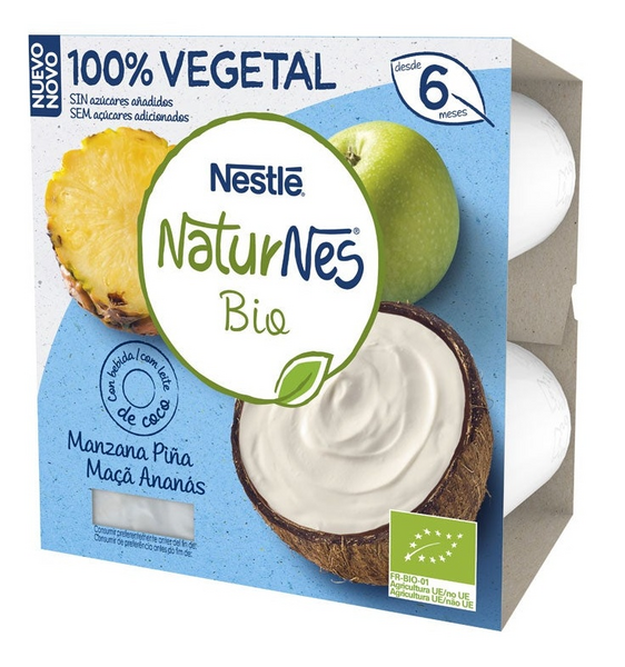 Naturnes Nestlé BIO Yogur Manzana/Piña +6m 4 x 90 gr