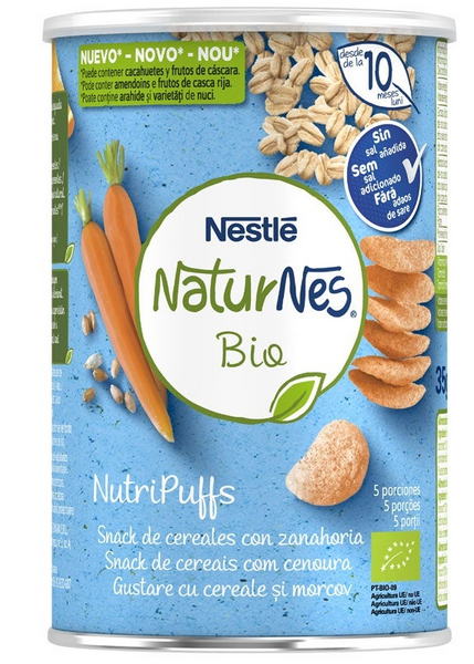 Naturnes Nutripuffs Snack de Cereales con Zanahoria BIO 5 Porciones