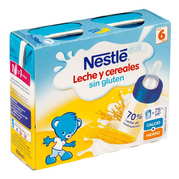 Nestle Leche y Cereales Sin Gluten +6m 2x250 ml