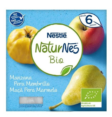 Nestle Naturnes Bio Tarrina Manzana, Pera y Membrillo + 6m 4x90 gr