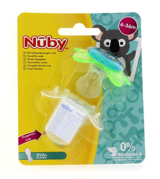 Nuby Chupete Silicona Oval Classic 6-36m Azul y Verde