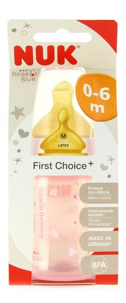Nuk First Choice Biberón Baby ROSA con Tetina de Látex 150 ml
