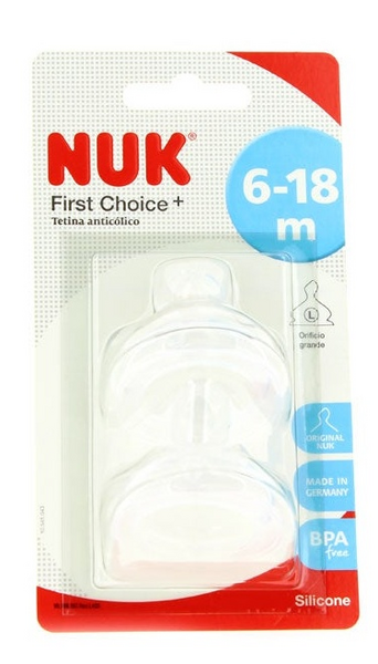 Nuk First Choice Tetina Anticólico First Choice+ Talla 2L Silicona 6-18m 2 uds