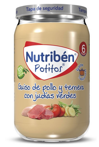 Nutribén Potito Guiso Pollo y Ternera con Judías Verdes +6m 235 Gr