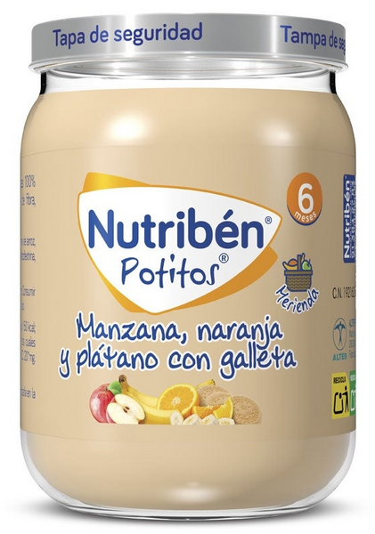 Nutribén Potito Naranja, Manzana y Plátano con Galleta 190 gr