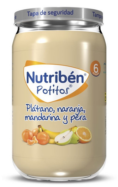 Nutribén Potito Plátano, Naranja, Mandarina y Pera +6m 235 Gr