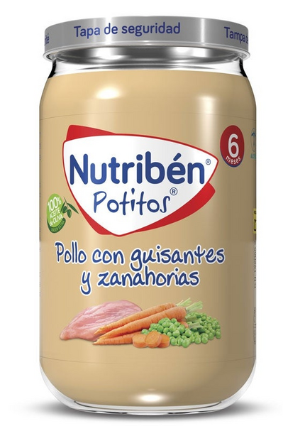Nutribén Potito Pollo con Guisantes y Zanahorias +6m 235 gr