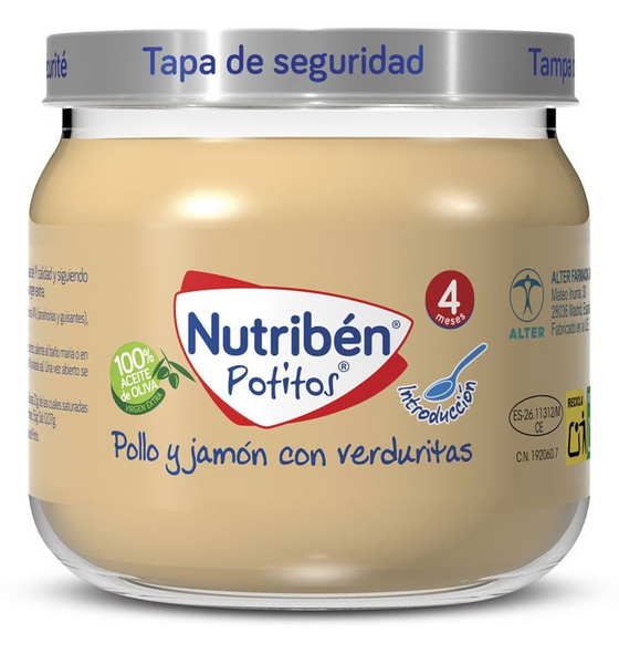 Nutribén Potito Pollo Jamón con Verduritas 120 gr