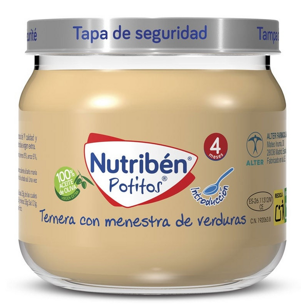 Nutribén Potito Ternera con Menestra de Verduras +4m 120 gr