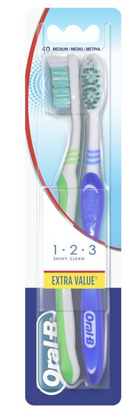 Oral B Cepillo 123 Shiny Clean Medio 2 Uds