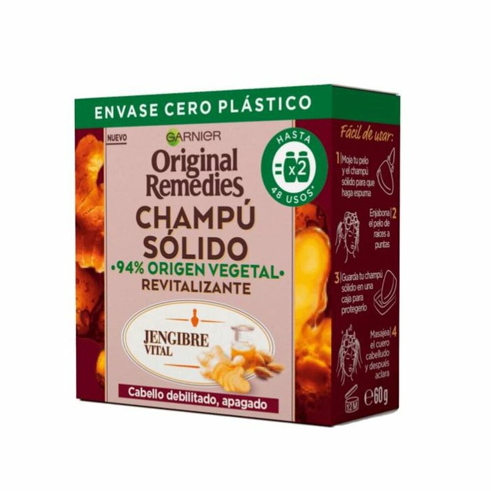 Original Remedies Champú Solido Jengibre Vital 60 g
