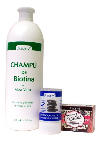 Pack Drasanvi Champú Biotina 1L+Desodorante+Jabón Propolis 100 gr