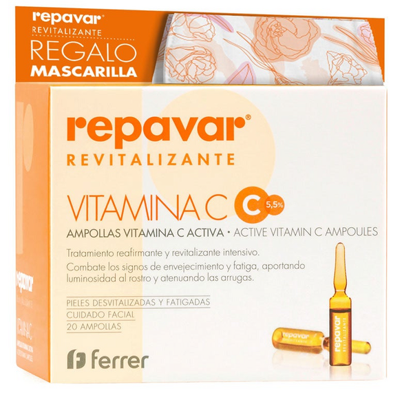 Repavar Revitalizante 20 Ampollas Vitamina C Activa + REGALO MASCARILLA
