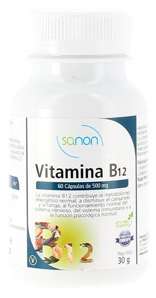 Sanon Vitamina B12 60 Cápsulas de 500 mg