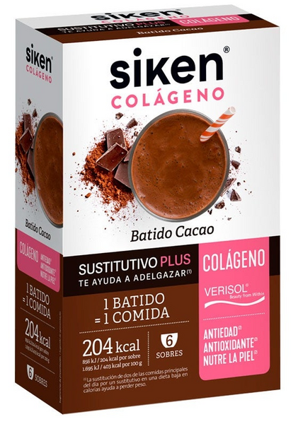 Siken Sustitutivo Colágeno Batido Cacao 6 Sobres