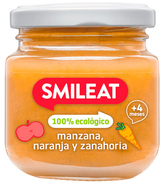 Smileat Tarrito de Manzana y Naranja 100% Ecológico 130 gr