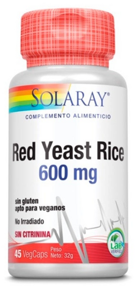 Solaray Levadura de Arroz Rojo 45 Cápsulas Vegetales