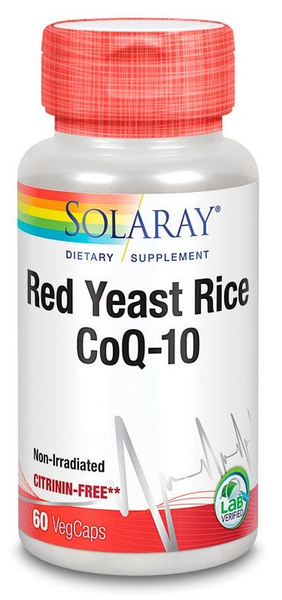 Solaray Levadura de Arroz Rojo Plus Q10 60 Cápsulas Vegetales