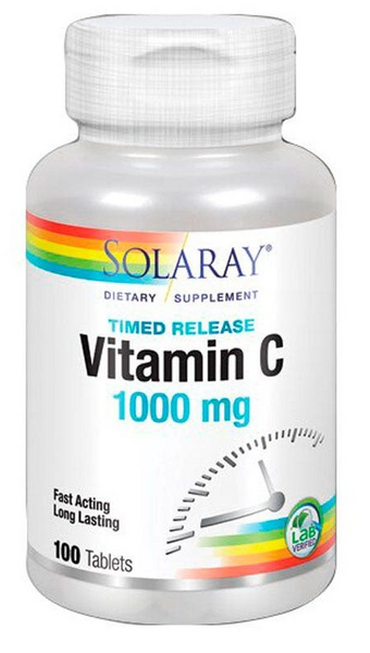 Solaray Vitamina C 1000mg 100 Comp Acción Retardada