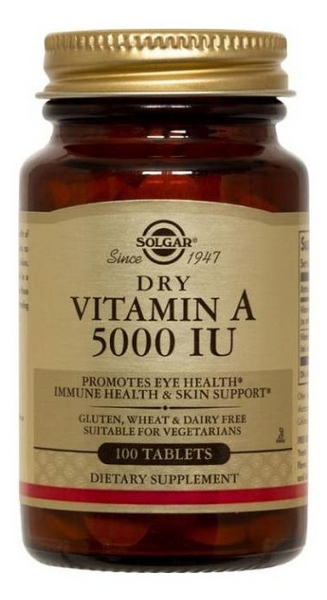 Solgar Vitamina A seca 5000 UI 100 comprimidos