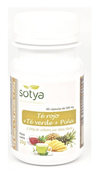 Sotya Té Verde, Té Rojo y Piña 500 mg 60 Cápsulas
