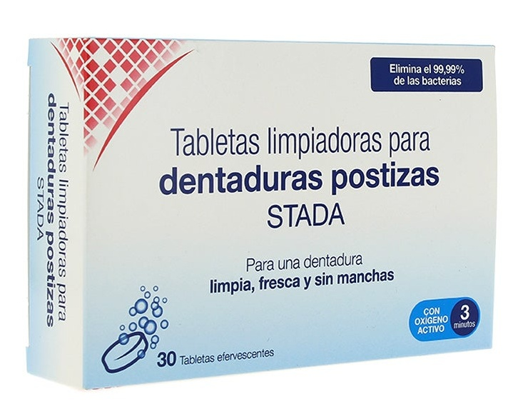 Stada Tabletas Efervescentes Limpiadoras para Dentaduras Postizas 30 uds
