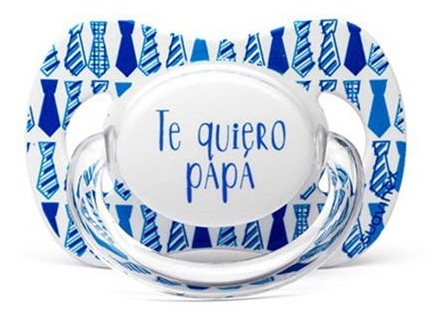 Suavinex Chupete Basic 6-18m Silicona Te Quiero Papa Azul Corbatas