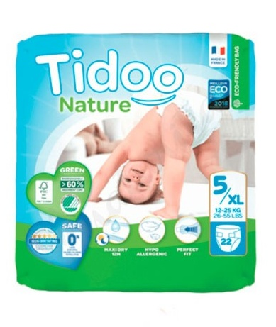 Tidoo Nature Pañales Talla5/XL 12-25 kg 22 uds