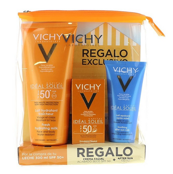 Vichy Pack Familiar Capital Soleil SPF50+ 300 ml + REGALO Crema Facial Acabado Seco SPF50+ 50 ml + REGALO After Sun 100 ml +Neceser
