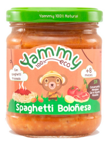 Yammy Tarrito de Spaghetti a la Boloñesa 100% Ecológico 195 gr