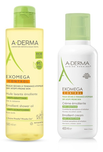 A-Derma Exomega Control Aceite Limpiador 500 ml + Crema Emoliente 400 ml