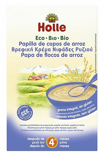 Holle Papilla Copos de Arroz Eco +4 Meses 250 gr