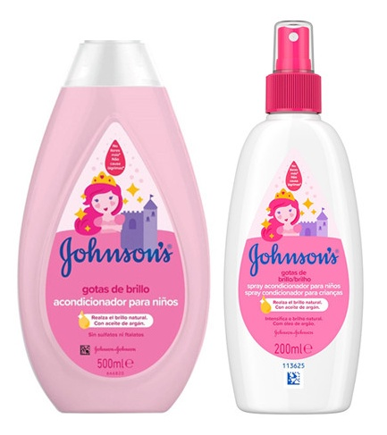 Johnson&Johnson Pack Champú Niños Gotas de Brillo 500 ml + Spray Acondicionador 200 ml