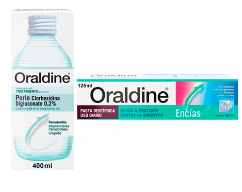 Oraldine Perio Clorhexidina 0.2% Colutorio 400 ml + Pasta dentífrica Encías 125 ml