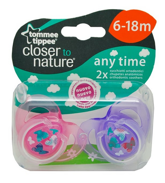 Tomme Tippee 2 Chupetes Any Time Silicona 6-18m Rosas y Morados