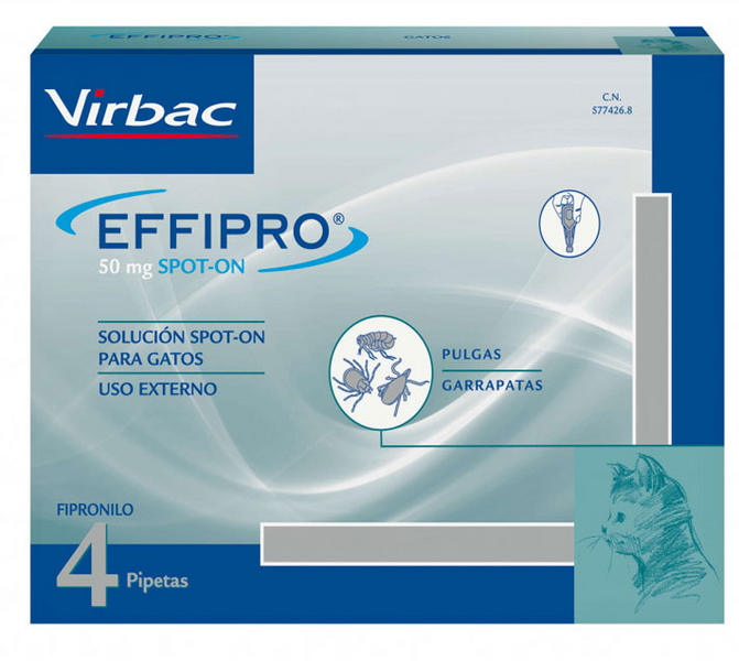 Virbac Effipro Spot On Gatos 4 Pipetas 50 Mg